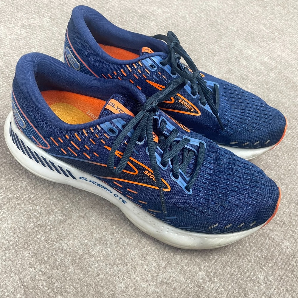 Brooks Glycerin GTS 20 1103831D444 Men 9D Running Shoes Blue Orange Sneakers